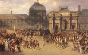 joseph-Louis-Hippolyte  Bellange A Review Day under the Empire in the Cour de Carrousel near the Tuileries Palace (mk05) Germany oil painting artist